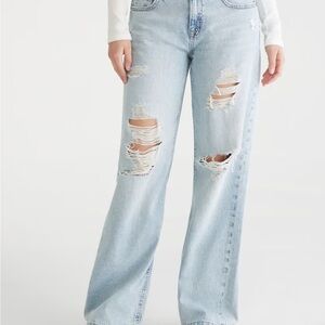 Aeropostale Aero Baggy Wide Leg Jeans. Light wash Size 0REG